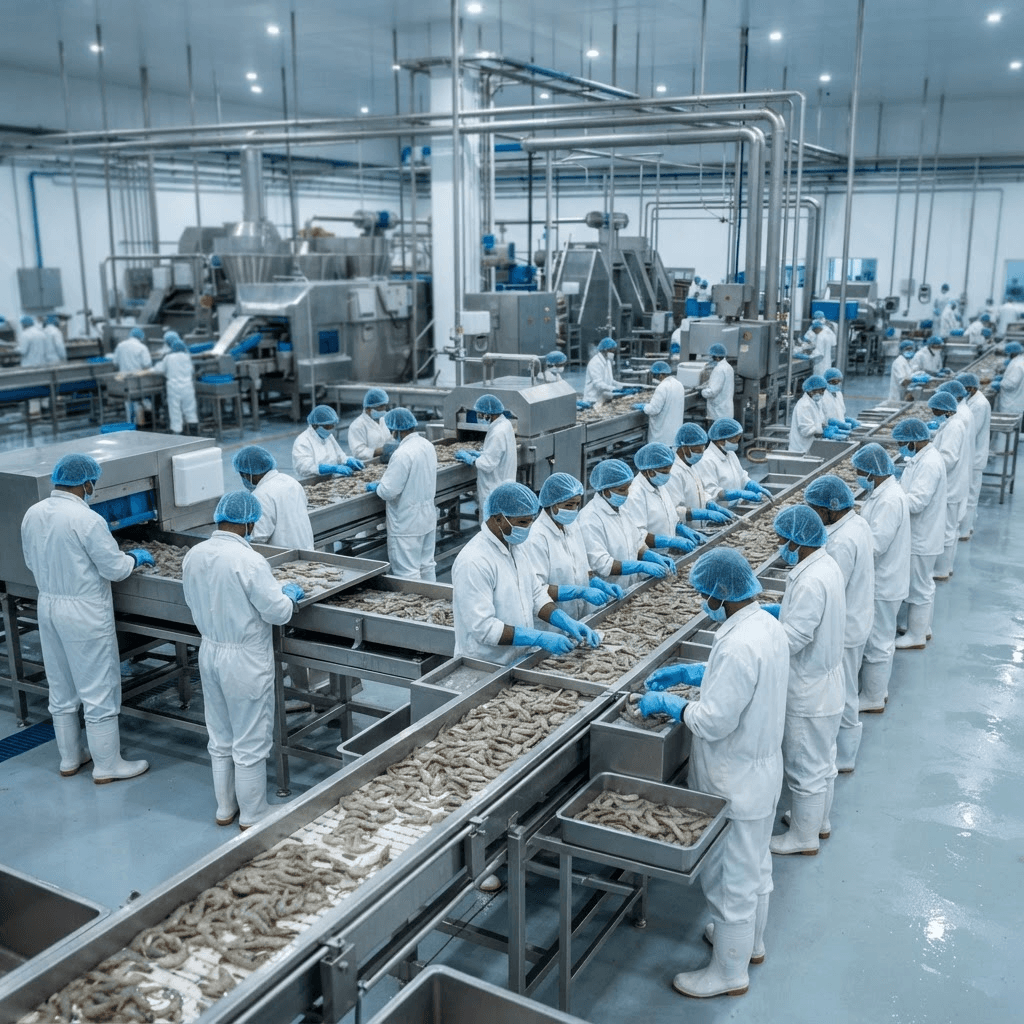 Hygienic seafood processing floor